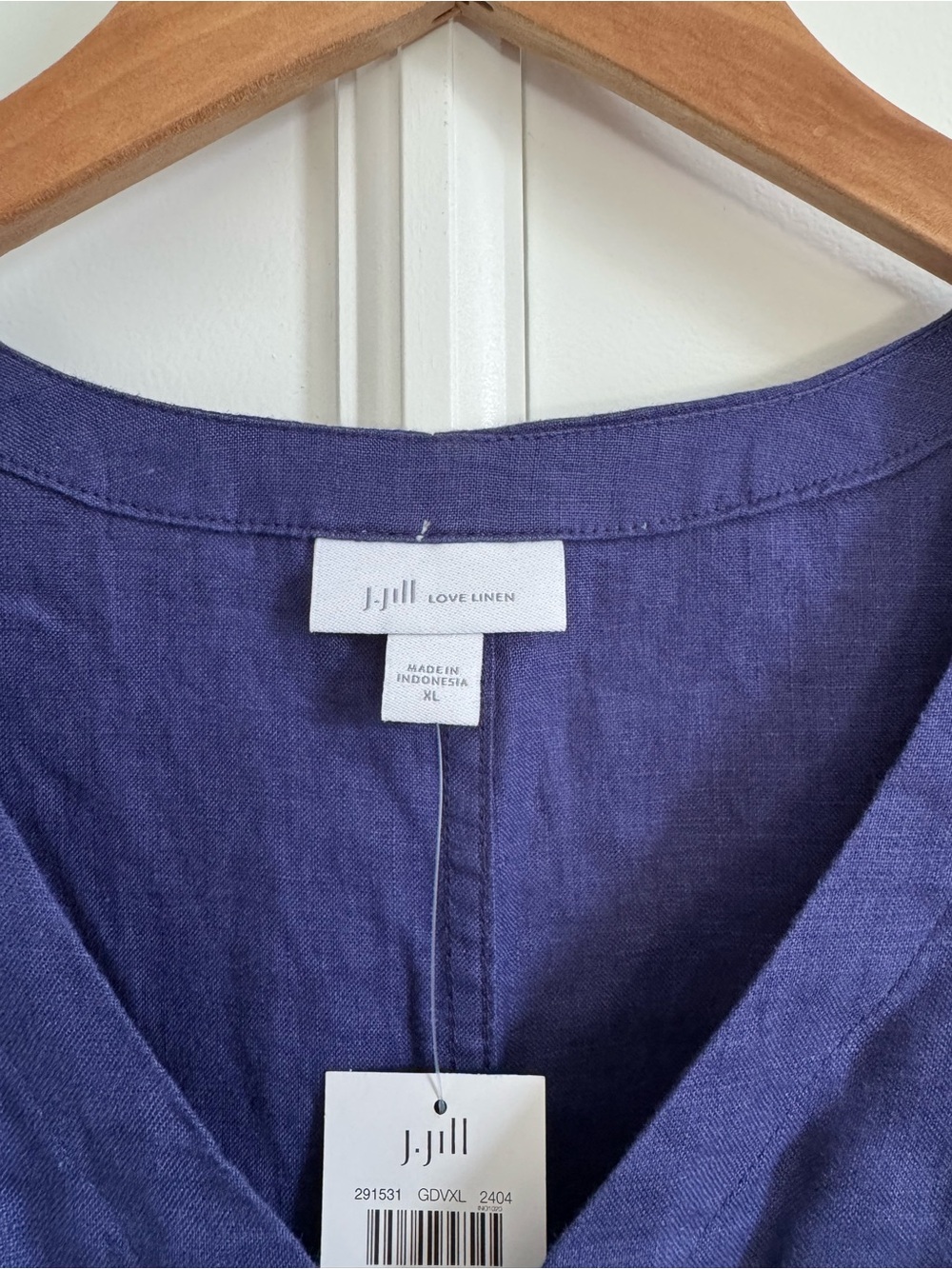 J. Jill Purple/Blue V‑Neck Linen Dress - Picture 2 of 5